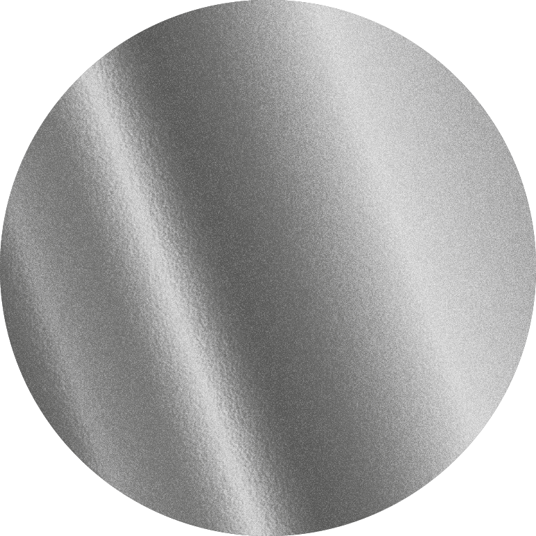 A circular close-up showing a brushed metallic silver texture, likely representing a material finish option.