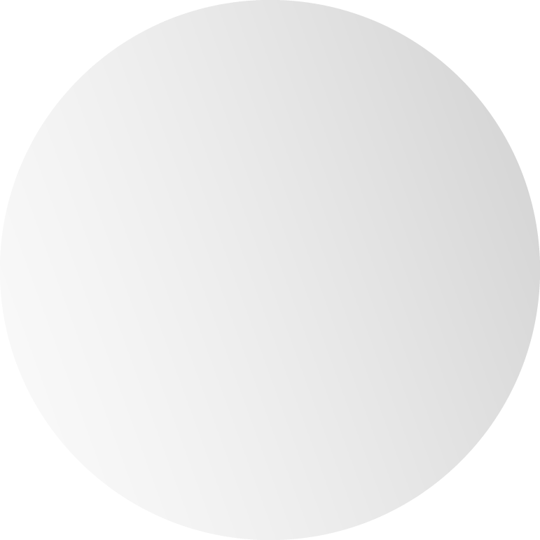 A minimalist white circular tile centered on a muted slate blue-gray background.