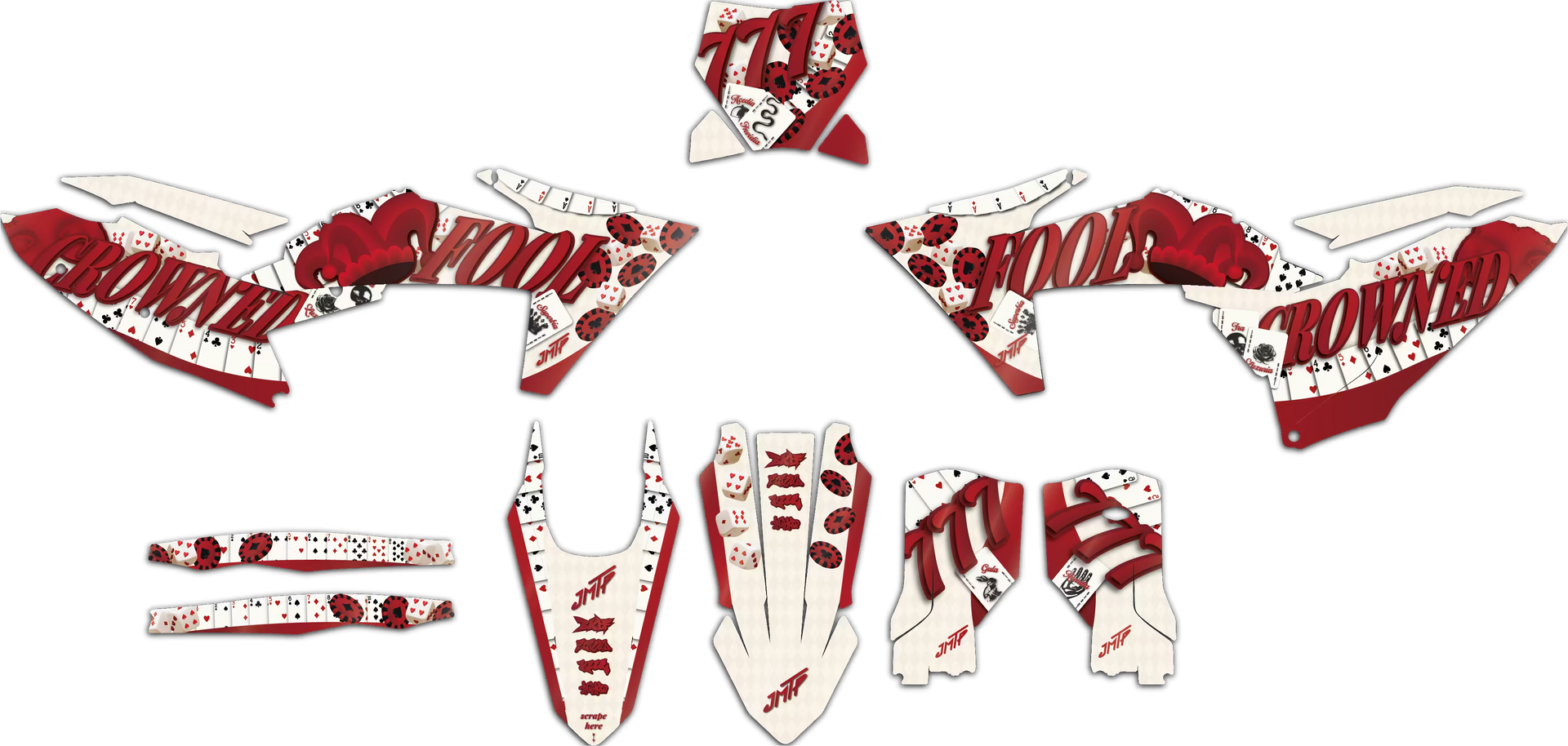 Unfolded view of decal "Crowned Fool"