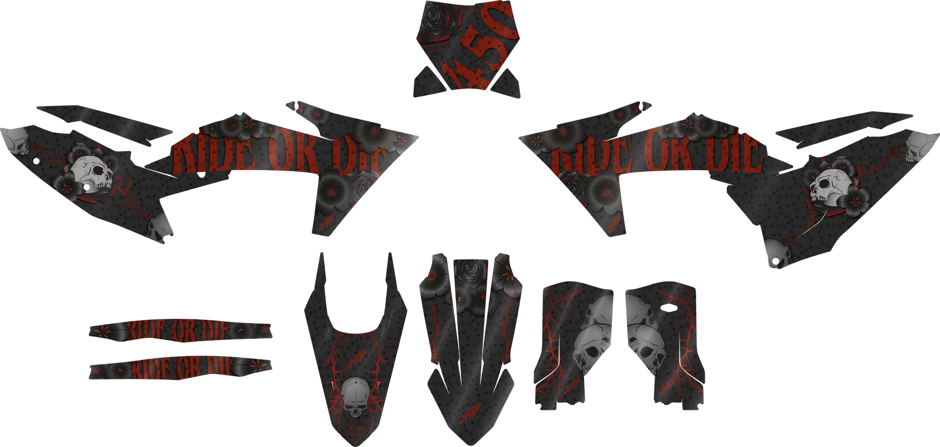 Unfolded view of decal RideorDie