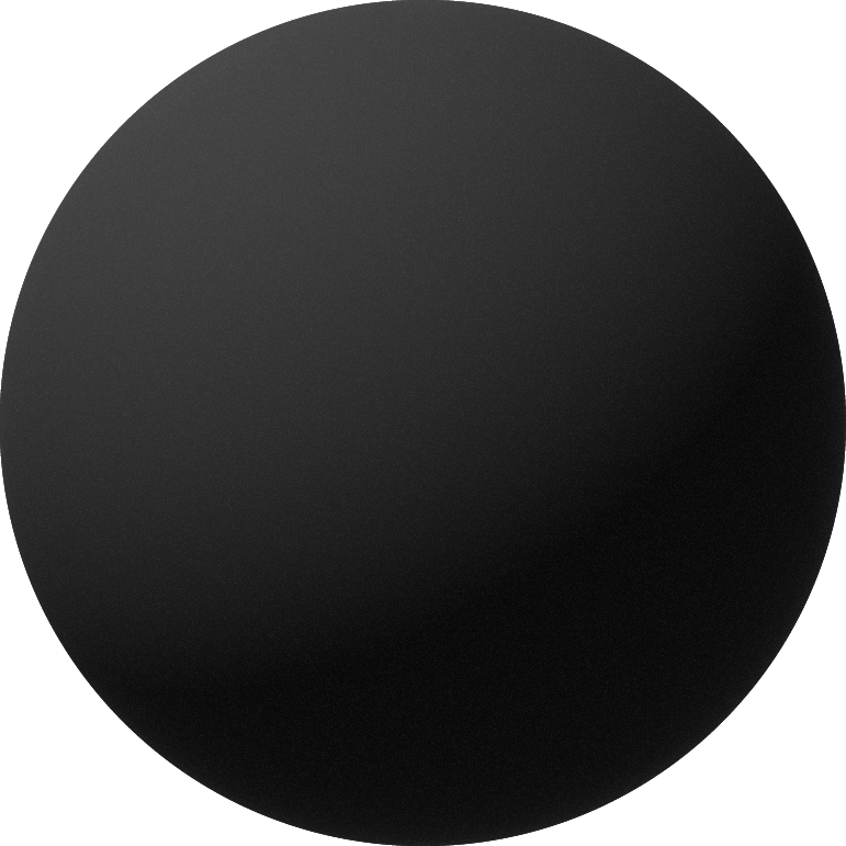A dark charcoal gray to black sphere shown against a muted blue-gray background.